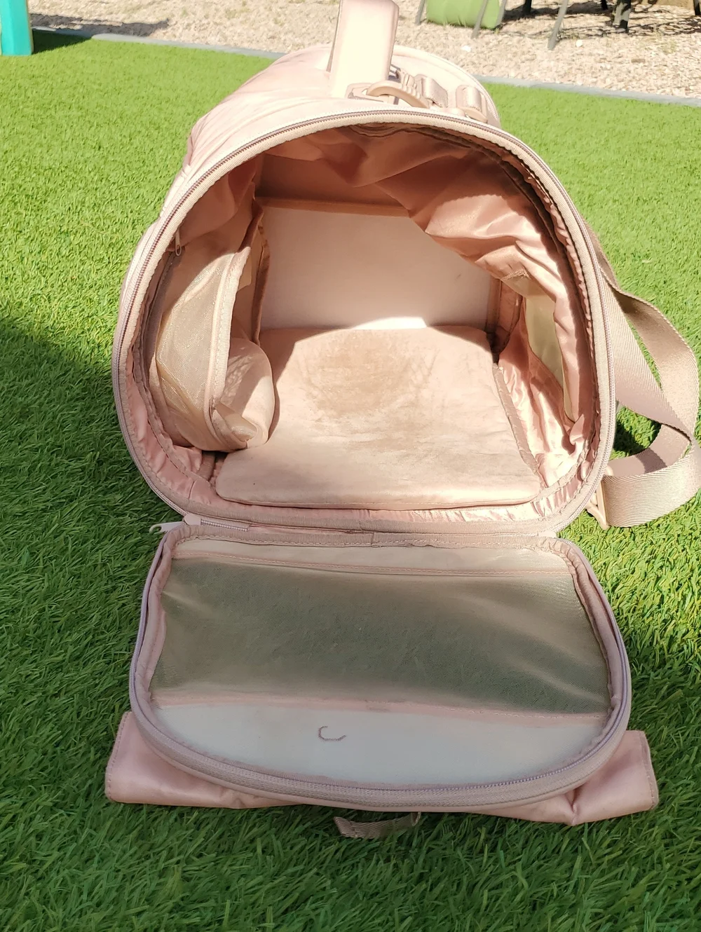 Maxbone All-In-One Travel Pet Carrier - Light Camel/Pink